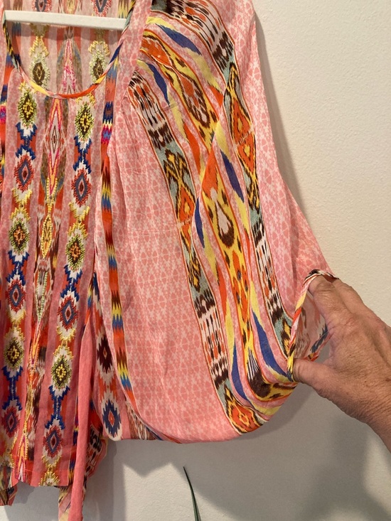 Anthropologie Tanvi Kedia Boho Batwing Sleeves Printed Women's Top - Picture 4 of 8